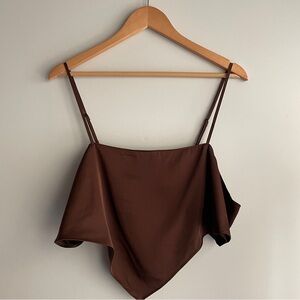 H&M Bandana Style Brown Satin Crop Top XL